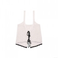 Women's Crochet Knit Tank Top Sexy Bow Tie Front Hollow Out Camisole Contrast Wave Trim Short Sleeveless Vest Top for Summer Beach Dating Party