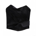 Women Sexy Velvet Tube Top Strapless Criss Cross Ruched Bandeau With Back Zipper Elegant Satin Crop Top For Party Night Club Black Slim Fit Tank Top