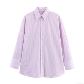 Women Striped Poplin Shirt Long Sleeve Back Bow Tie Out Cut Blouse Fashion Casual Button Down Striped Top For Spring Autumn Women Streetwear