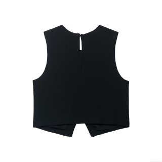 Women's Sexy Sleeveless Tank Top Elegant Woven Polyester Vest With Gold Buttons Asymmetric Commuter Short Waistcoat For Party Club Lady