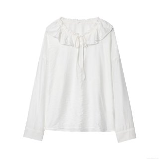 Women's Ruffle Peter Pan Collar Blouse Long Sleeve Tie Neck Solid Color Polyester Shirt Casual Sweet Elegant Tops for Women Spring Autumn