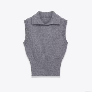 Women's Slim Fit Knitted Polo Vest Lapel Sleeveless Short Knit Top Ribbed Hem Solid Color Polyester Tank Top for Daily Casual Summer Fall