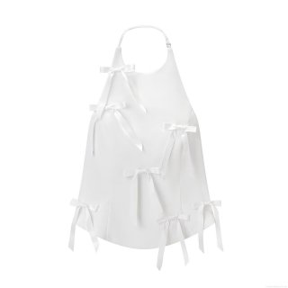 Women's Sexy Halter Neck Backless Top With Multiple Satin Bows White Polyester Slim Fit Camisole For Summer Party Streetwear Clubwear