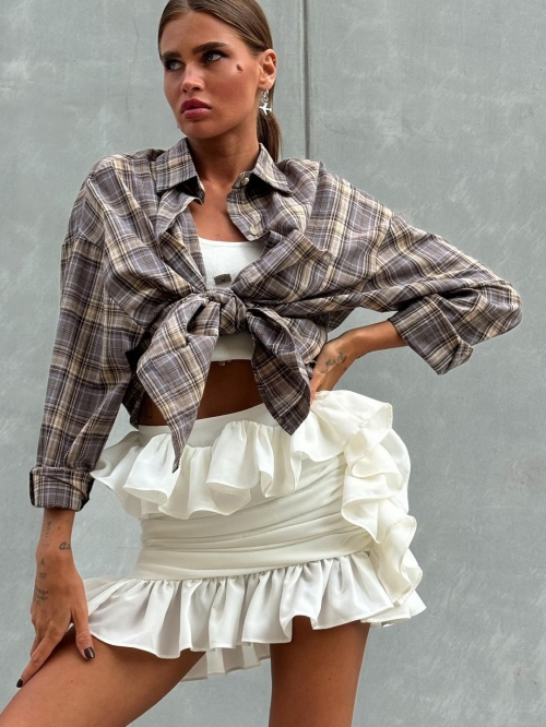 Women's American Retro Plaid Shirt Jacket Cotton Loose Fit Long Sleeve Button Up Blouse Top Streetwear Oversized Casual Outwear For Ladies Autumn Spring