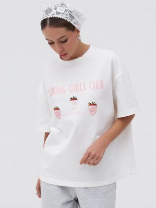 Women's Oversized Cotton Blend T-Shirt Cute Strawberry Graphic Print Short Sleeve Round Neck Casual Daily Streetwear Top For Women
