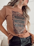 Women's Loose Leopard Print Short Sleeve T-Shirt Cotton Blend Round Neck Slogan Casual Streetwear Top In Fashion Leopard Is A Color Tee