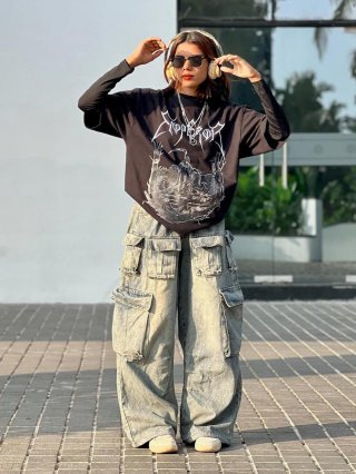 Women's American Street Harajuku Style T-Shirt Cotton Blend Gothic Emperor Graphic Print Oversized Loose Casual Short Sleeve Top for Summer Streetwear