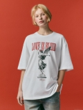Graphic T-Shirt Women Men Cotton Blend Streetwear Love Is Blind Print Loose Casual Short Sleeve Retro Angel Tee Couple Tops Unisex Fashion Clothing