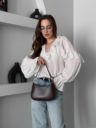 Women's V-Neck Ruffle Blouse Cotton Polyester Tie-Up Flare Sleeve Top Niche Chic Elegant Long Sleeve Shirt For Daily Commute Women Romantic Style Clothing