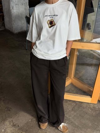 Women's Casual Cotton Blend T-Shirt Short Sleeve Round Neck Cherry Toast Graphic Print American Street Style Loose Fit Top For Summer Daily Wear