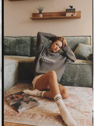 Women's Oversized Crewneck Pullover Sweater Cotton Blend Letter Print Knit Top Long Sleeve Streetwear Jumper Casual Lazy Style Fall Spring Clothing