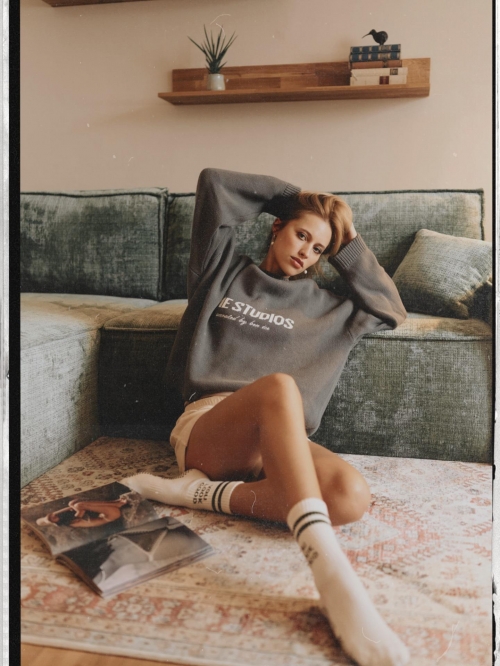 Women's Oversized Crewneck Pullover Sweater Cotton Blend Letter Print Knit Top Long Sleeve Streetwear Jumper Casual Lazy Style Fall Spring Clothing