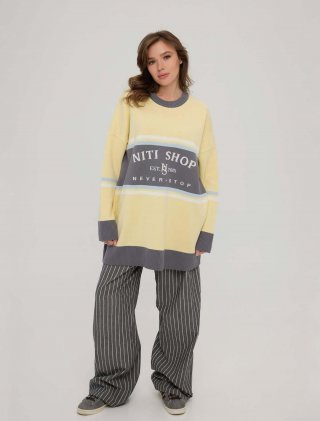 Women's Oversized Knit Sweater Long Sleeve Cotton Blend Pullover Casual Lazy Style Color Block Jumper Warm Winter Autumn Top for Women