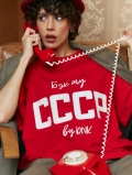 Women's Oversized T-Shirt 95% Cotton CCCP Russian Letter Print Round Neck Short Sleeve Tee Retro Streetwear Loose Casual Summer Top