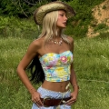 Summer Women Sexy Floral Print Tube Top Slim Fit Cropped Bandeau Tank Top Polyester Spandex Boho Style For Street Vacation Beach Party Wear