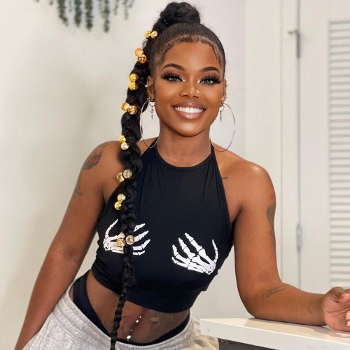 Women's Sexy Halter Neck Skeleton Hand Print Crop Top Polyester Spandex Gothic Streetwear Sleeveless Backless Clubwear Tank Top Vest