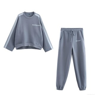 Women's Two Piece Sweatshirt Joggers Set Polyester Cotton Striped Contrast Casual Tracksuit Streetwear Sports Outfits Loungewear Sets