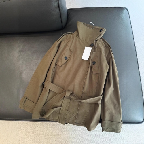 Women's Elegant Stand Collar Mid-Length Trench Coat With Belt Twill Cotton Blend Windproof Jacket For Autumn Casual Ladies Outerwear