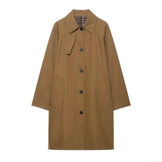 Women's Classic Khaki Trench Coat Mid-Long Single Breasted Lapel Outerwear With Plaid Lining Elegant Windproof Jacket For Autumn Women Clothing