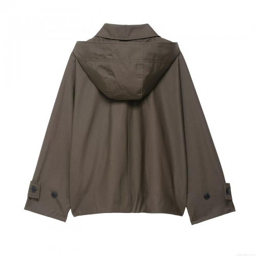 Women's Hooded Trench Coat Waterproof Windproof Jacket Single Breasted Loose Fit Outerwear With Adjustable Cuffs For Daily Casual Spring Autumn Fashion Coat