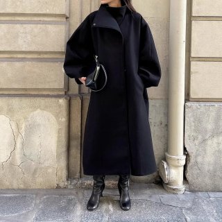 Women's Long Trench Coat Polyester PU Leather Minimalist Stand Collar Oversized Wool-Like Outerwear For Autumn Winter Lady Fashion Streetwear
