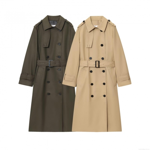 Women's Elegant Long Double Breasted Trench Coat With Belt Classic Lapel Windproof Suede Outwear Overcoat For Autumn Spring