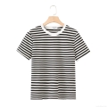 Women's Slim Fit Cotton Blend Short Sleeve T-Shirt Casual Round Neck Summer Pullover Basic Solid Color Striped Tee Top for Women