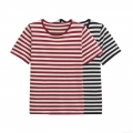Women's Stripe Round Neck Short Sleeve T-Shirt Slim Fit Polyester Knit Colorblock Casual Summer Top Women Streetwear Clothing