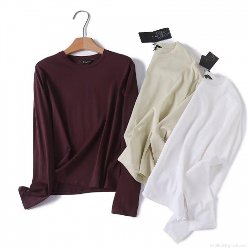 Women's Long Sleeve T-Shirt Basic Solid Color Round Neck Cotton Blend Base Layer Top Slim Fit Casual Streetwear Tee For Spring Autumn