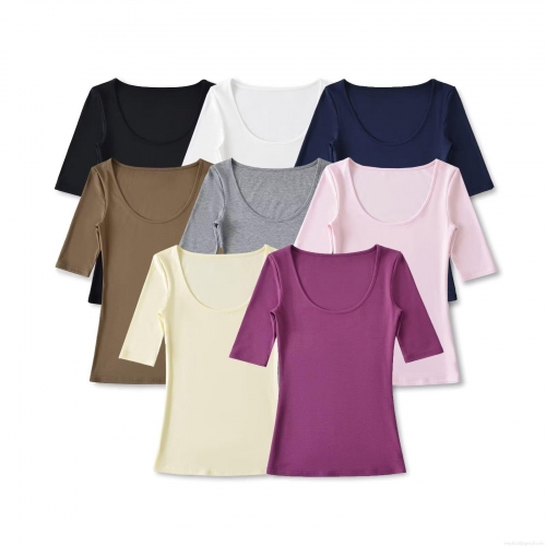 Women's Slim Fit Ruched T-Shirt Lyocell Elastane Blend U-Neck Round Neck Short Sleeve Summer Casual Basic Top Street Style