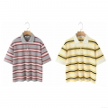 Women's Striped Polo Shirt Short Sleeve Casual Knitted Pullover T-Shirt Splicing Streetwear Summer Autumn Fashion Tops