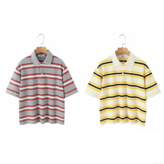 Women's Striped Polo Shirt Short Sleeve Casual Knitted Pullover T-Shirt Splicing Streetwear Summer Autumn Fashion Tops