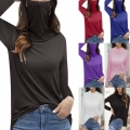 Women's Integrated Mask High Neck T-Shirt Long Sleeve Face Cover Sun Protection Breathable Polyester Spandex Slim Fit Top Outdoor Sports Casual