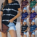 Women's Casual Tie-Dye Short Sleeve T-Shirt Cotton Blend Loose Round Neck Summer Top Plus Size Streetwear Tee