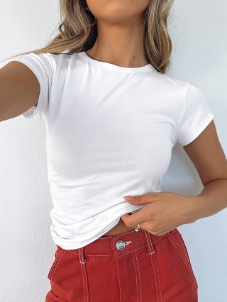 Women's Short Sleeve T-Shirt Nylon Blend Slim Fit Crew Neck Breathable Solid Color Casual Y2K Summer Athletic Yoga Daily Streetwear Fashion Tee Tops