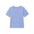 Women's Round Neck Short Sleeve Knitted T-Shirt Solid Color Casual Polyester Spandex Top for Daily Summer Wear