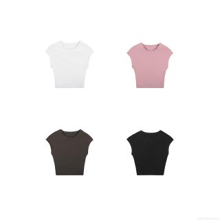 Women's Casual Modal T-Shirt Slim Fit Ribbed Knit Cropped Top Round Neck Basic Summer Sleeveless Tee for Women