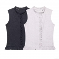 Women's Sleeveless Knitted Top With Ruffle Trim Single Breasted Slim Fit Soft Polyester Vest Sweet Casual Summer Tank Top For Women
