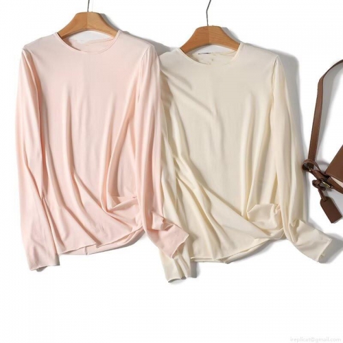 Women's Long Sleeve T-Shirt Cotton Viscose Acrylic Spandex Blend Solid Color Slim Fit Round Neck Base Layer Top Casual Soft Pullover For Autumn Spring Women