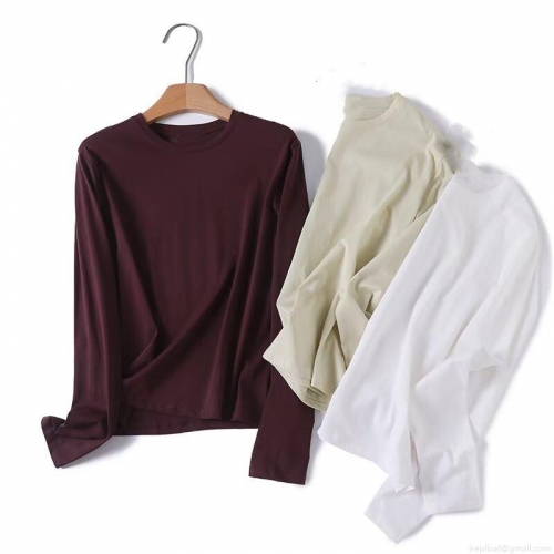 Women's Basic Long Sleeve T-Shirt 95% Cotton 5% Spandex Crew Neck Solid Color Mercerized Slim Fit Daily Casual Top