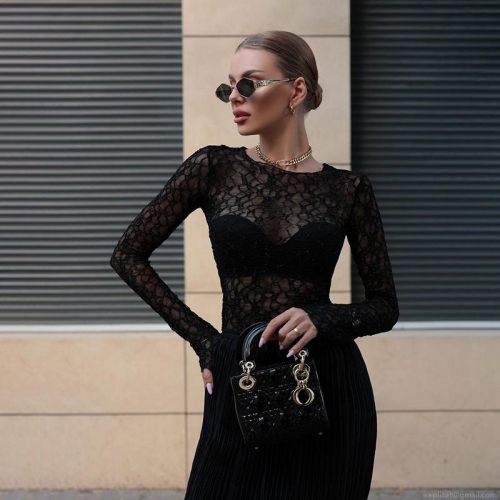 Women Sexy Sheer Lace Long Sleeve T-Shirt Slim Fit Floral Mesh Hollow Out Short Crop Top For Party Clubwear Streetwear Y2K Style Fashion Lady