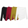Women Asymmetric Off Shoulder Long Sleeve T-Shirt Slim Fit Ruched Side Solid Color Polyester Top Casual Streetwear Style For Women