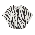 Women's Zebra Print T-Shirt Loose Fit Short Sleeve Batwing Top Casual Western Style Streetwear Polyester Comfortable Clothing