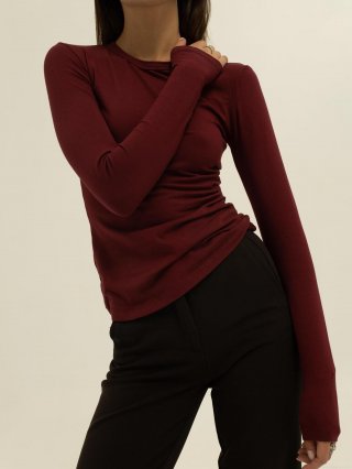 Women's Slim Fit Long Sleeve T-Shirt 95% Cotton Round Neck Solid Color Basic Undershirt Stretchy Breathable Casual Layering Tops For Women Daily Wear