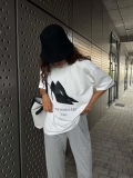 Women Oversized T-Shirt 95% Cotton High Heel Graphic Print Round Neck American Retro Streetwear Summer Short Sleeve Loose Top