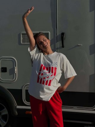 Women's Vintage Bahamas Print Cotton Polyester T-Shirt Oversized Round Neck Short Sleeve Tee Casual Streetwear Summer Top