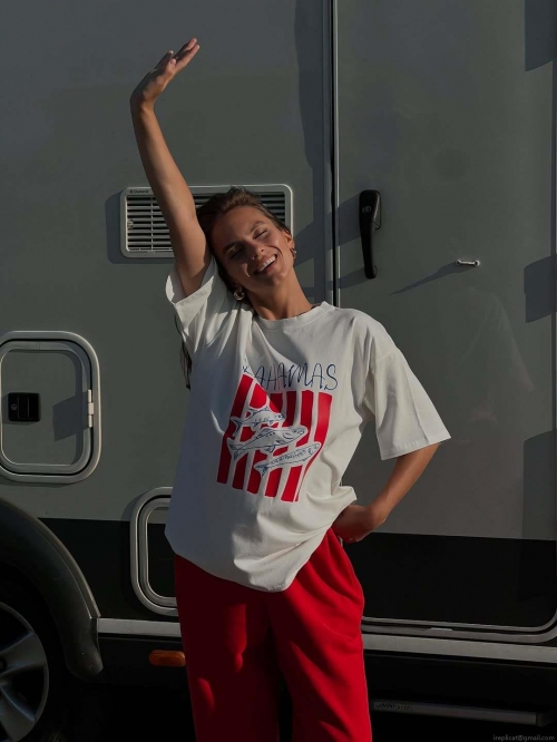 Women's Vintage Bahamas Print Cotton Polyester T-Shirt Oversized Round Neck Short Sleeve Tee Casual Streetwear Summer Top