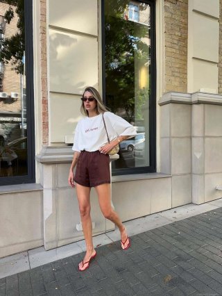 Women's Oversized Cotton Blend T-Shirt Letter Embroidery Drop Shoulder Short Sleeve Top Summer Streetwear Casual Tee For Girls