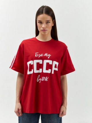Women's Retro CCCP Letter Print Short Sleeve T-Shirt Cotton Blend Russian Minimalist Oversized Loose Fit Contrast Stripe Sporty Streetwear Unisex Couple Summer Top Vintage Soviet Union Symbol Style Apparel