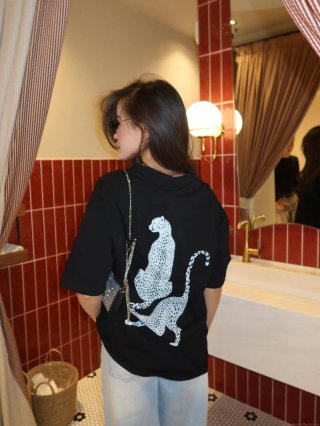 Women's Casual Oversized Cotton T-Shirt Fashion Leopard Graphic Print Short Sleeve Streetwear Loose Round Neck Tee Top For Daily Wear